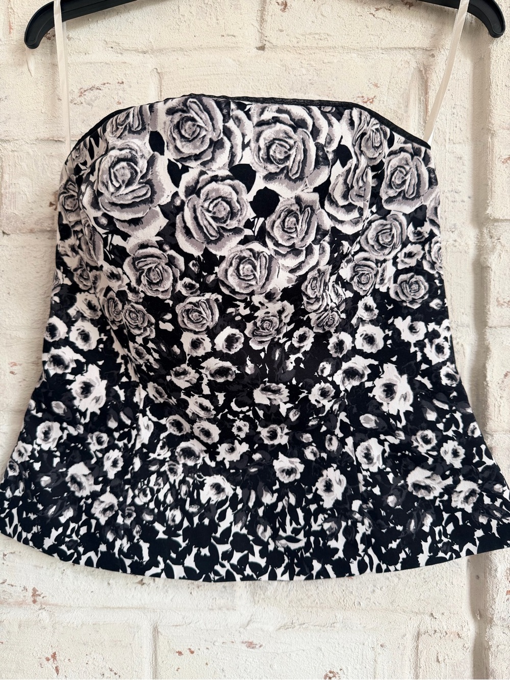 WHBM White House Black Market Floral Rose Print Strapless Boned Bustier size 4